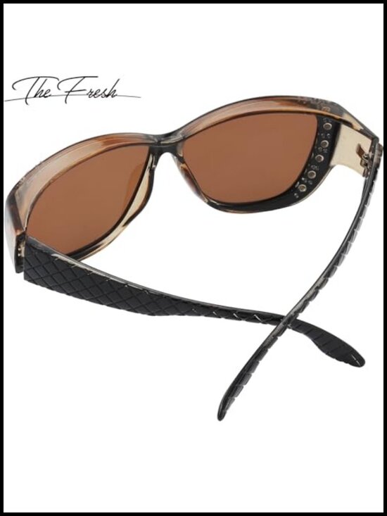 Fit Over Glasses Rhinestone Polarized Sunglasses with Case main image 6